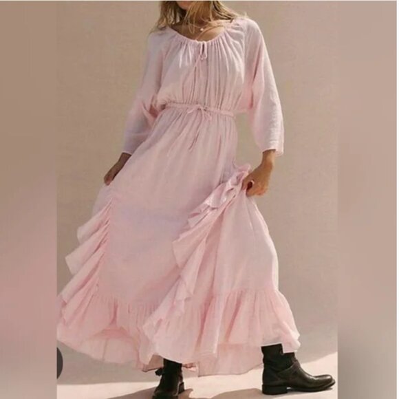Free People NWT Maxi Pink Cotton Dress size XS - Picture 2 of 7